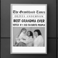 Personalised Newspaper Poster | Best Grandma Ever 