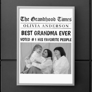 Personalised Newspaper Poster   Best Grandma Ever 