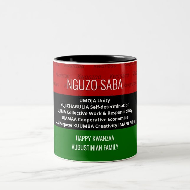 Personalised NGUZO SABA 7 Principles Happy Kwanzaa Two-Tone Coffee Mug (Center)