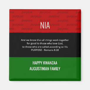 Personalised NIA Romans 8 28 Happy Kwanzaa Magnet