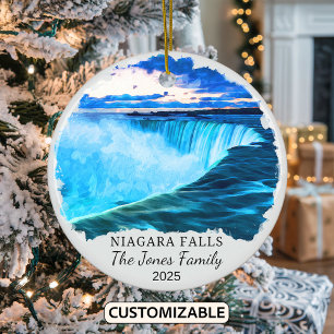 Personalised Niagara Falls Ornament, New York Gift Ceramic Tree Decoration