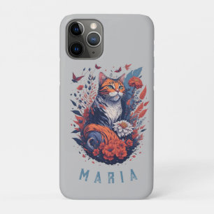 Personalised Nice Kitten Floral Cat  iPhone 11 Pro Case