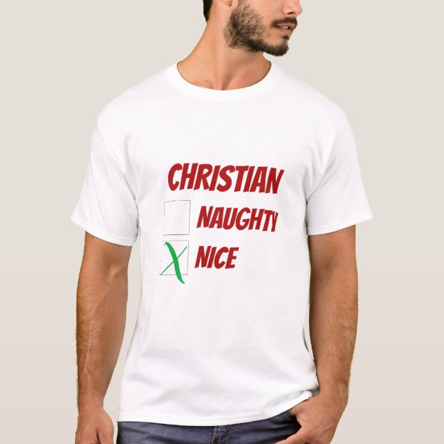 Personalised Nice or Nice Christmas Novelty T-Shirt (Front)