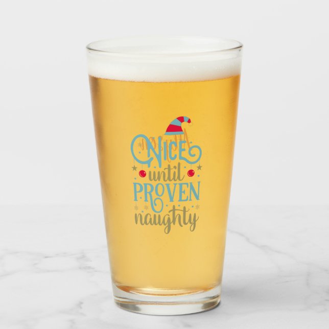 Personalised "Nice till Proven Naughty" Christmas Glass (Front Filled)
