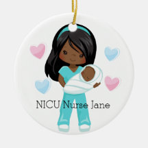 Personalised NICU Nurse Holding Baby Christmas