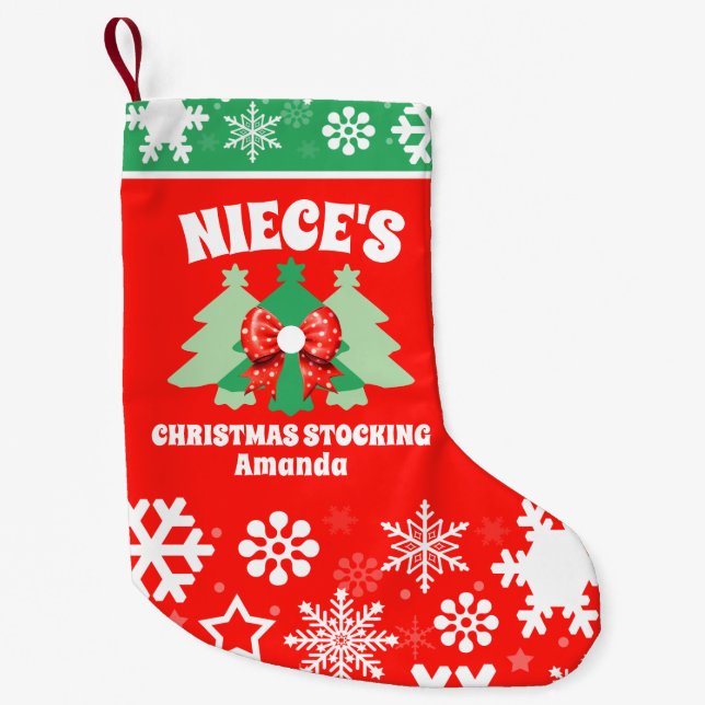 Personalised Niece's Christmas Gift Small Christmas Stocking (Front)