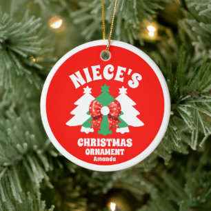 Personalised Niece's Photo Christmas Tree Ceramic Tree Decoration