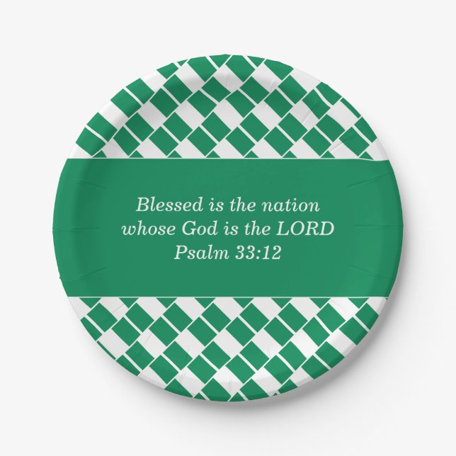 Personalised NIGERIA FLAG Christian Paper Plate (Front)
