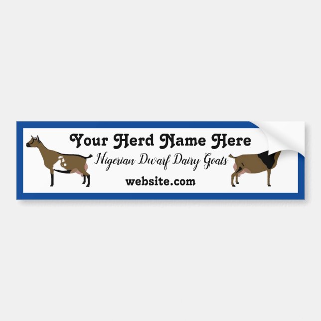 Personalised Nigerian Dwarf Dairy Goat Bumper Stic Sticker (Front)