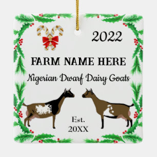 Personalised Nigerian Dwarf Dairy Goat Christmas  Ceramic Ornament