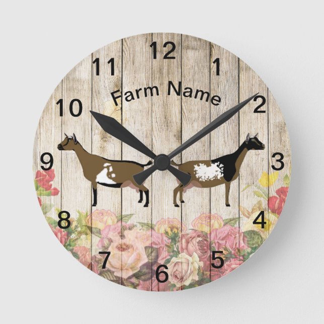 Personalised Nigerian Dwarf Dairy Goat Farm Round Clock (Front)