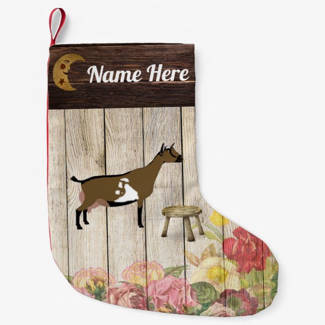 Personalised Nigerian Dwarf Dairy Goat Farm Small Christmas Stocking (Front)