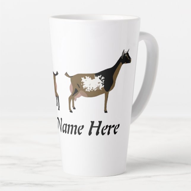 Personalised Nigerian Dwarf Dairy Goat Show Herd Latte Mug (Right Angle)