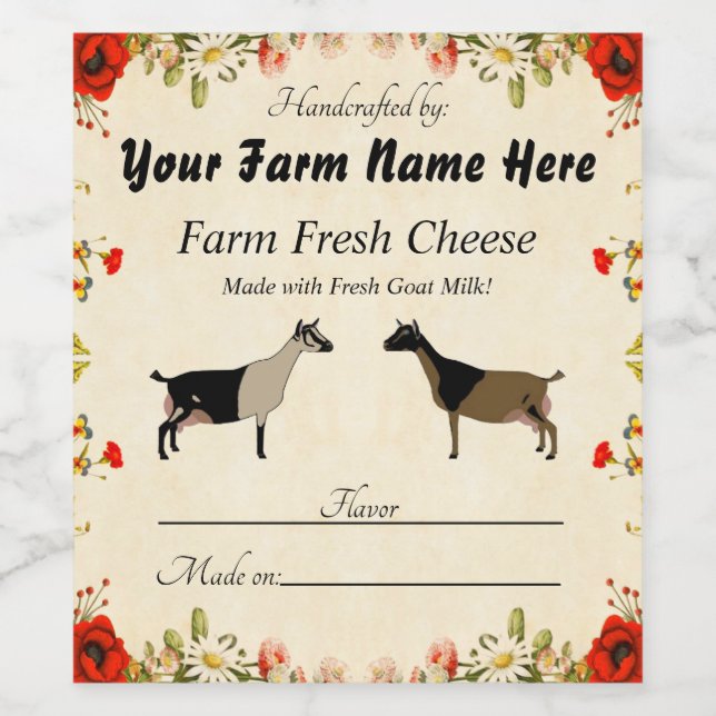 Personalised Nigerian Dwarf Goat Cheese Label (Single Label)