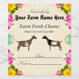 Personalised Nigerian Dwarf Goat Cheese Label