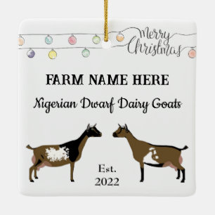 Personalised Nigerian Dwarf Goat White Christmas Ceramic Ornament