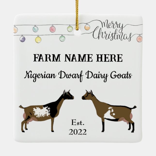 Personalised Nigerian Dwarf Goat White Christmas Ceramic Ornament (Back)