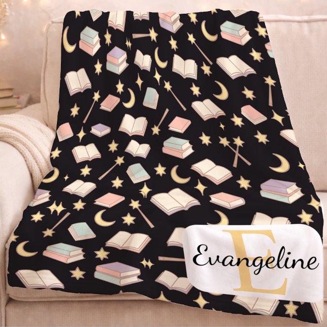 Personalised Night Reading Aesthetic Pattern Magic Fleece Blanket (Creator Uploaded)