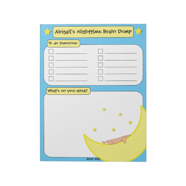 Personalised Nighttime Brain Dump Notepad (Rotated)