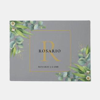 Personalised Nimbus Grey Gold Monogram  Doormat