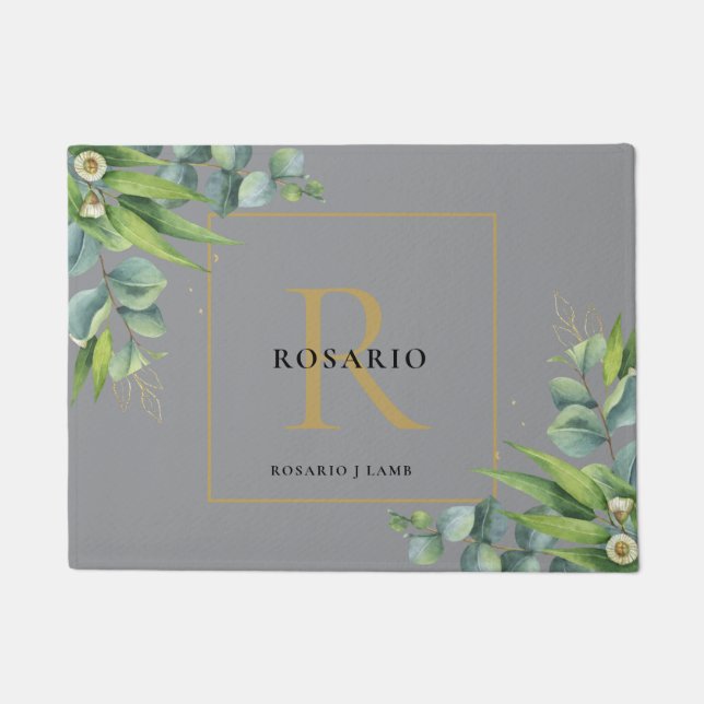 Personalised Nimbus Grey Gold Monogram  Doormat (Front)