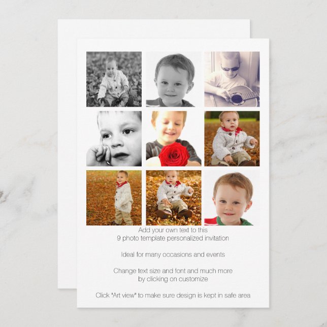 Personalised Nine Photo Template (Front/Back)