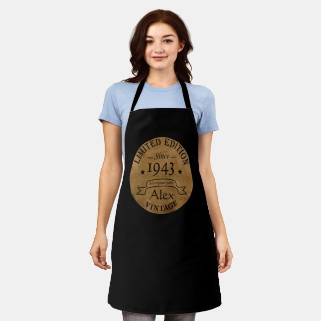 Personalised ninety vintage 90th birthday party apron (Worn)