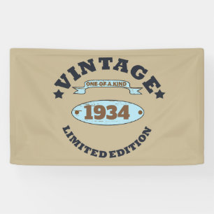 Personalised ninety vintage 90th birthday party banner