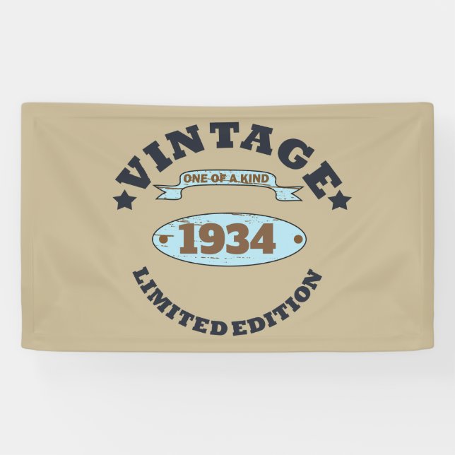 Personalised ninety vintage 90th birthday party banner (Horizontal)