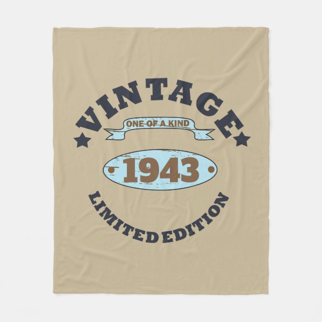 Personalised ninety vintage 90th birthday party fleece blanket (Front)