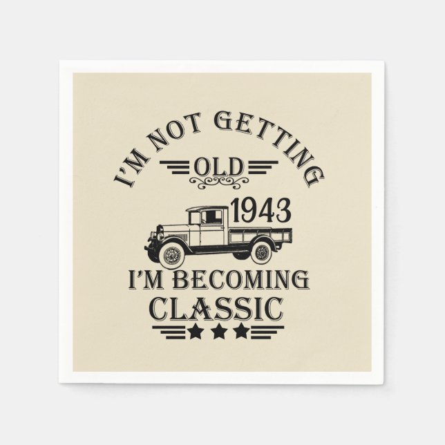 Personalised ninety vintage 90th birthday party napkin (Front)