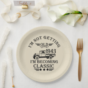 Personalised ninety vintage 90th birthday party paper plate