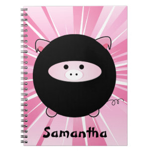 Personalised Ninja Pig on Pink Notebook