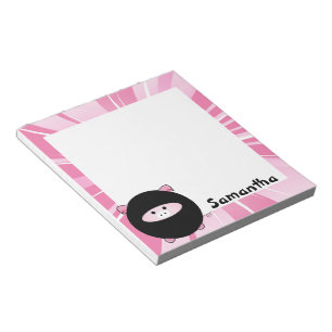 Personalised Ninja Pig on Pink Notepad