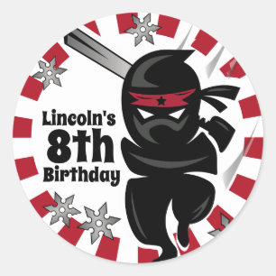 Personalised Ninja Samurai Warrior Birthday Classic Round Sticker