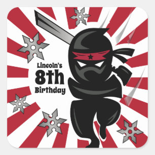 Personalised Ninja Samurai Warrior Birthday Square Sticker
