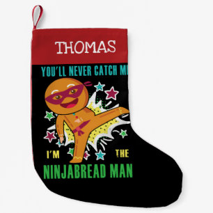 Personalised Ninjabread Man You'll Never Catch Me Small Christmas Stocking