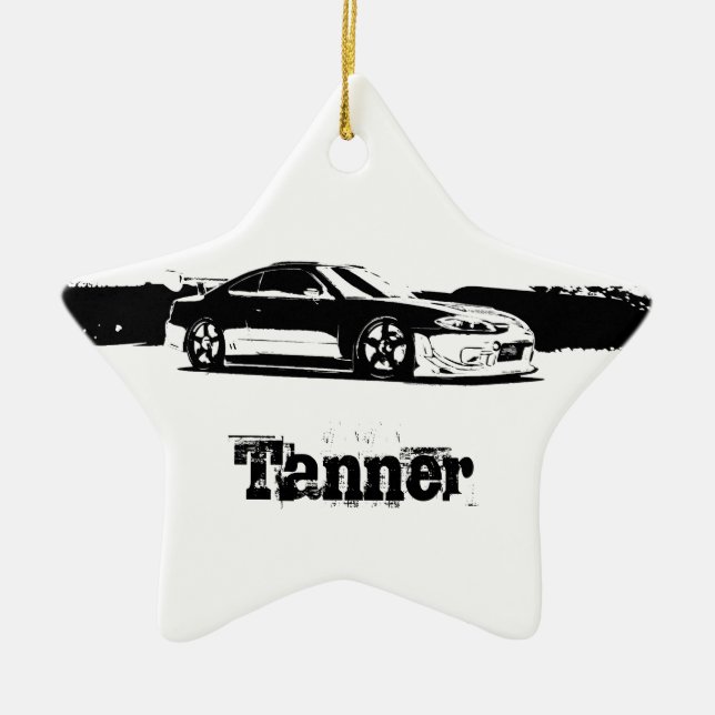 Personalised Nissan Silvia Ceramic Tree Decoration (Front)