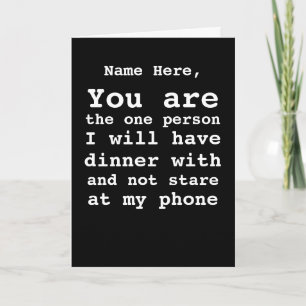 Personalised No Cell Phone Dinner Date Valentines Holiday Card