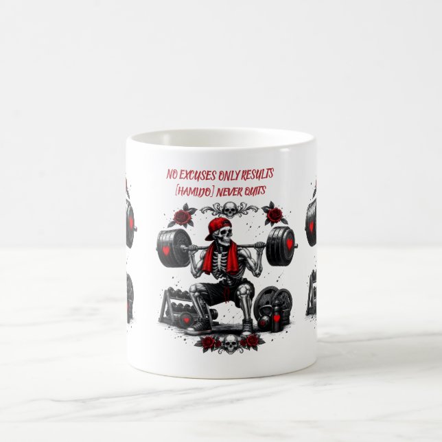 Personalised No Excuses Only Results  Coffee Mug (Center)