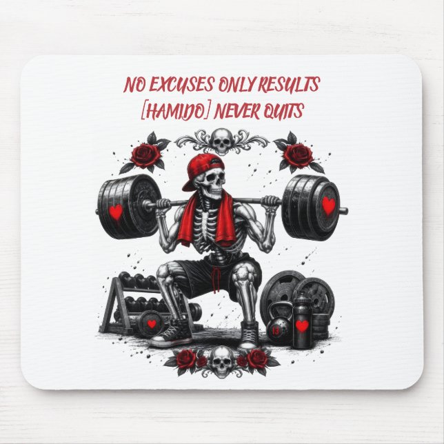 Personalised No Excuses Only Results  Mouse Mat (Front)