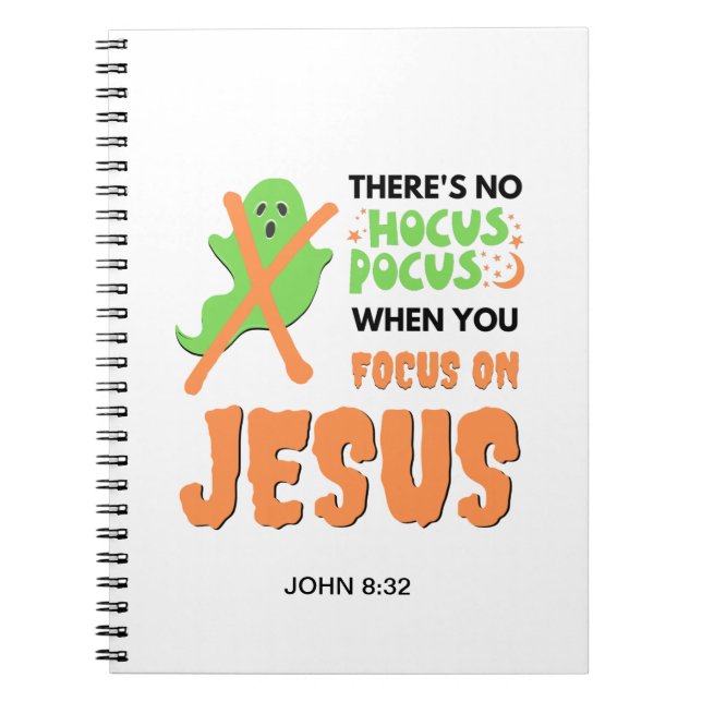 Personalised NO HOCUS POCUS Christian Halloween Notebook (Front)