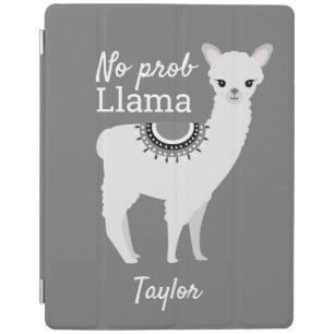 Personalised "NO Prob Llama" iPad Case - Grey