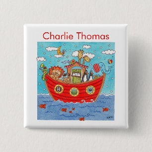 Personalised Noah's Ark 15 Cm Square Badge