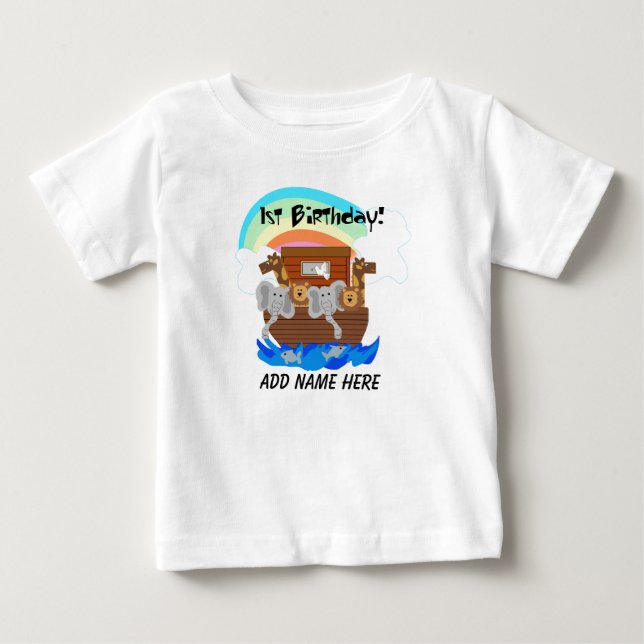 Personalised Noah's Ark 1st Birthday Tshirt (Front)