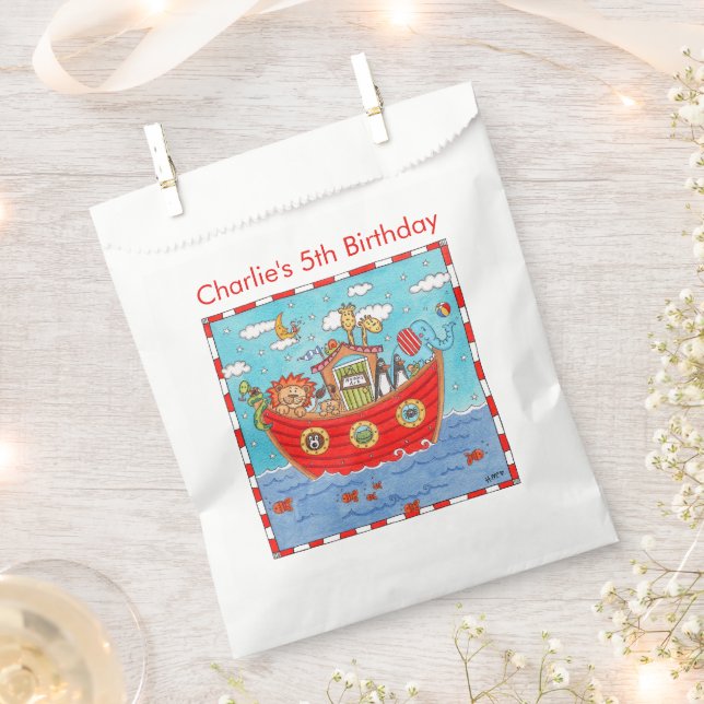 Personalised Noah's Ark Birthday Favour Bags (Clipped)