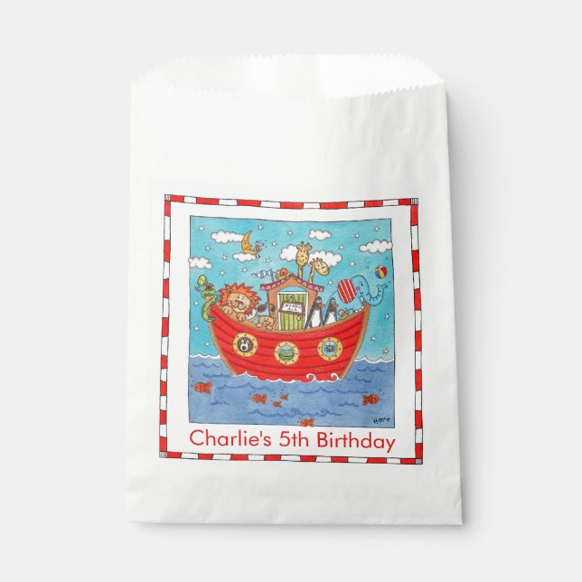 Personalised Noah's Ark Birthday Favour Bags (Front)