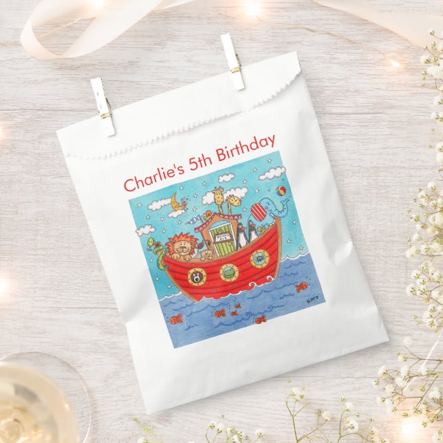 Personalised Noah's Ark Birthday Favour Bags (Clipped)