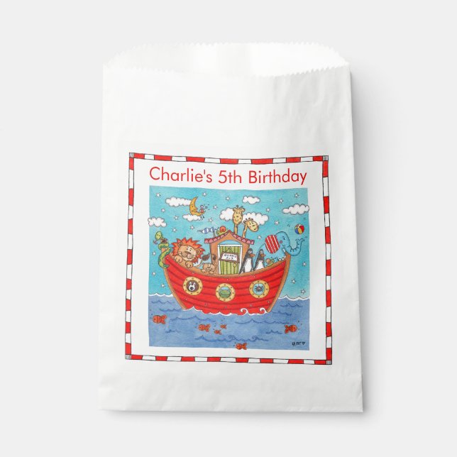Personalised Noah's Ark Birthday Favour Bags (Front)