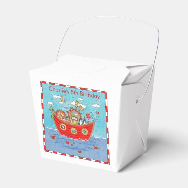 Personalised Noah's Ark Birthday Favour Box (Front Side)